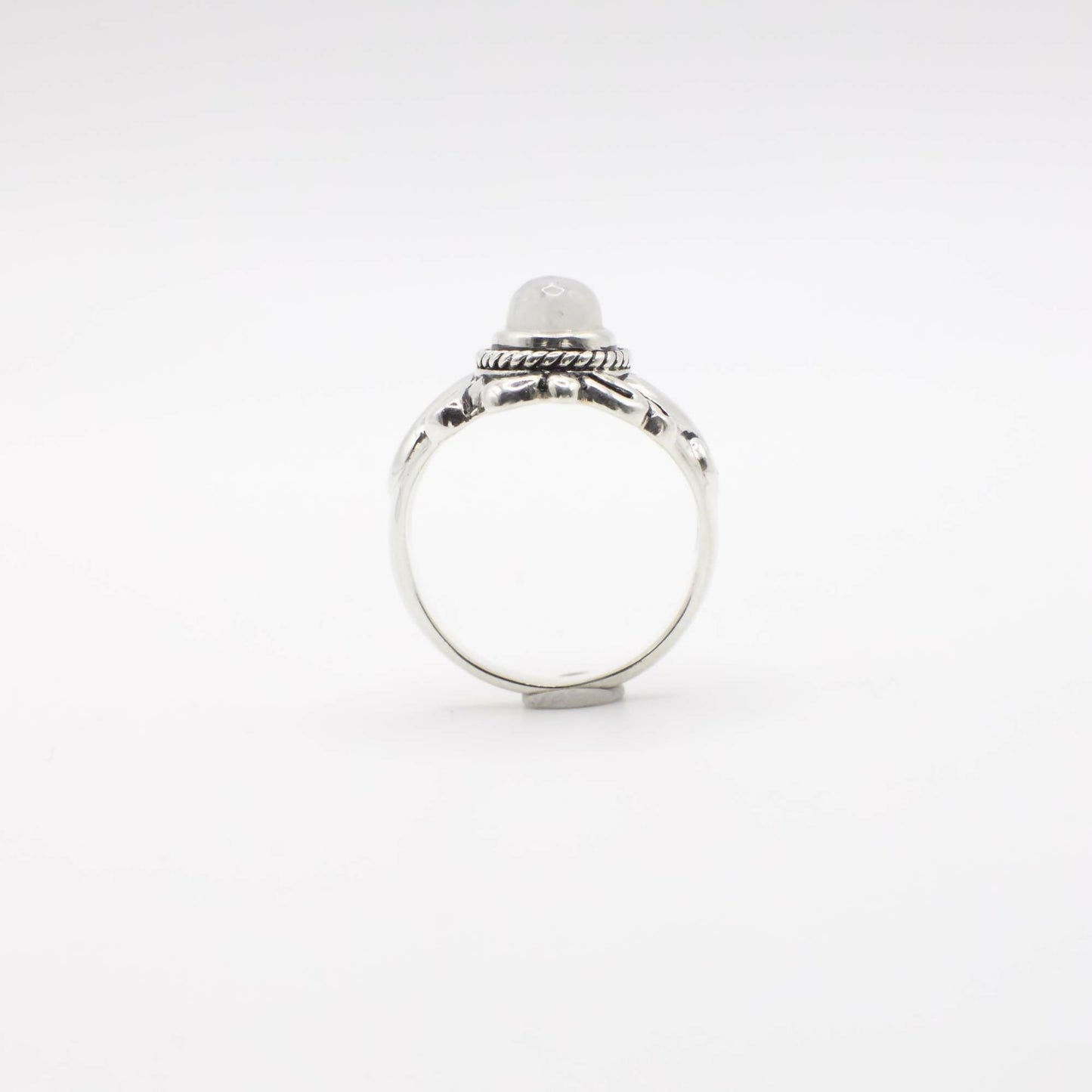 Vintage Echter Mondstein und Sterling Silber Emaille Sonnenring