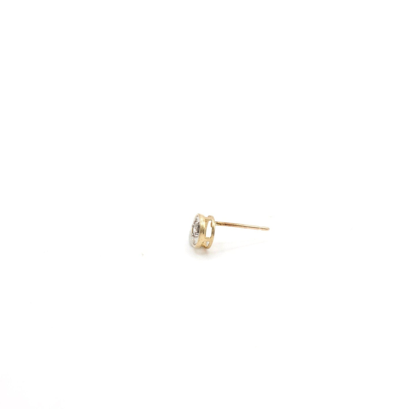 Vintage 10K Massivgold und echter Diamant Einzelstecker Ohrring