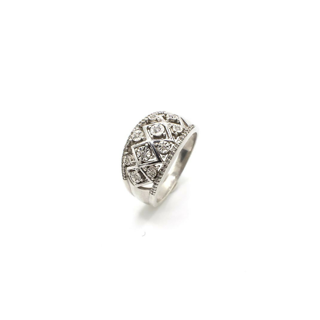 Vintage Ring aus echtem Diamant und Sterlingsilber