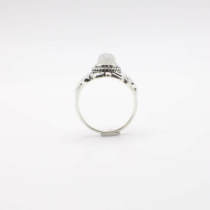 Vintage Echter Mondstein und Sterling Silber Emaille Sonnenring