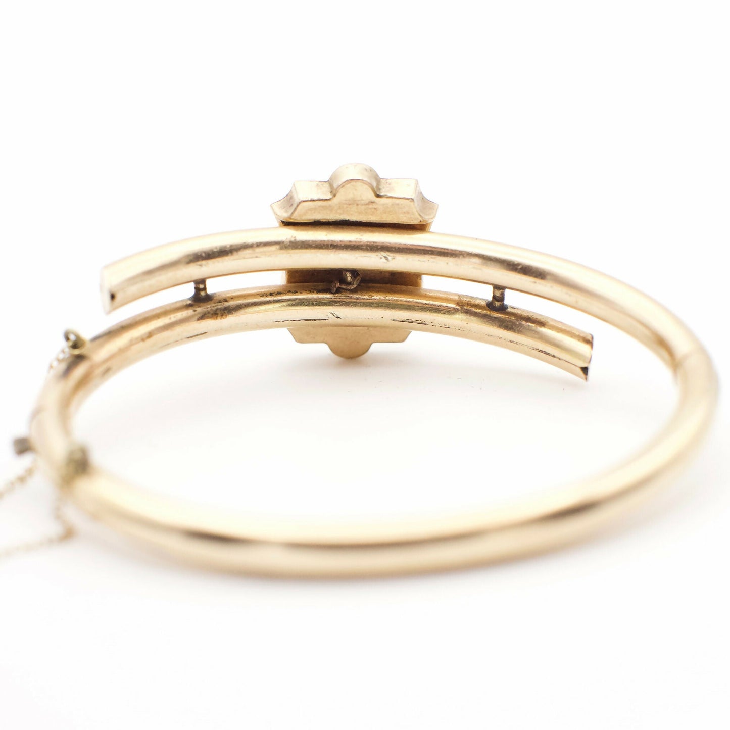 Antikes viktorianisches Onyx-Kamee-Bypass-Armband in 10-12K Goldfüllung