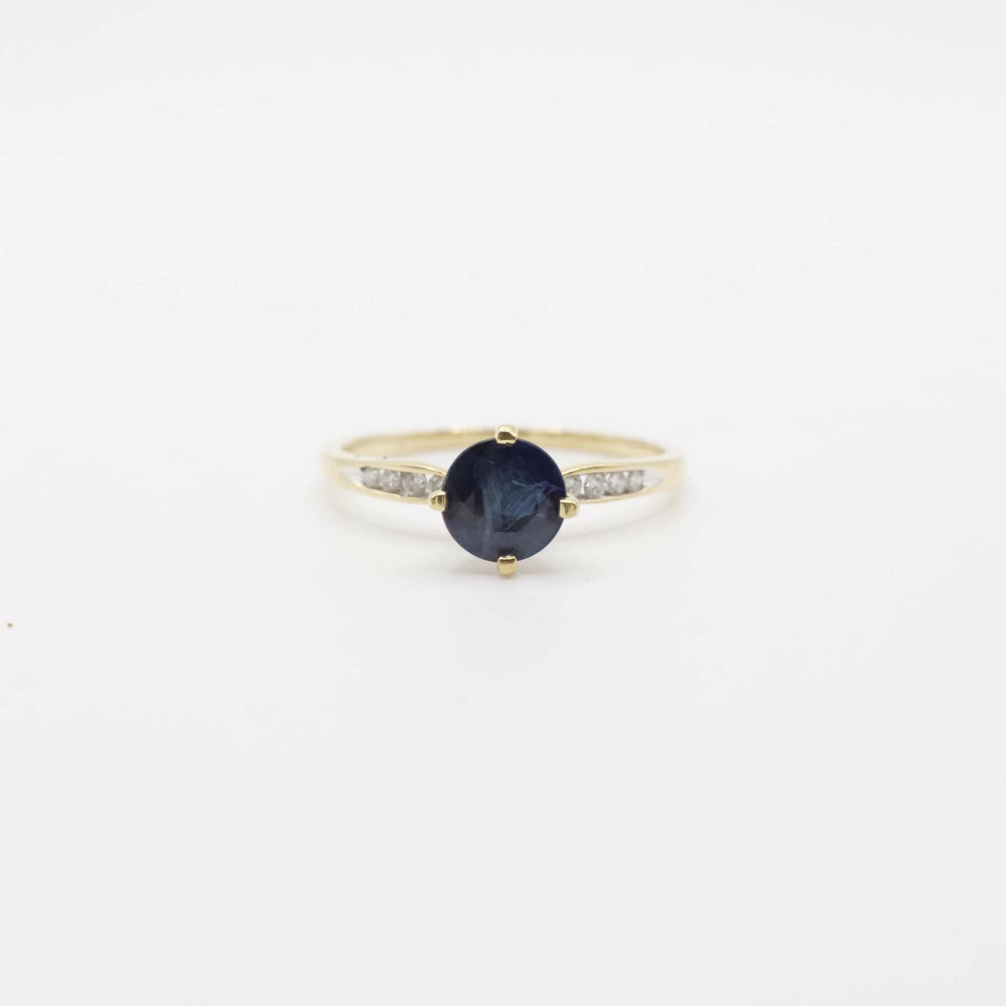 Vintage Genuine Earth Mined Sapphire and Diamond Ring In 18K Yellow Gold