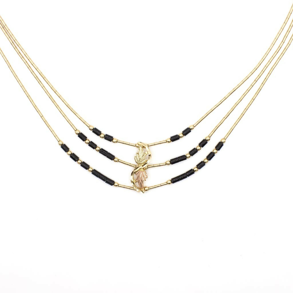 Vintage Black Hills Gold Roségold-Ranken-Armband und Halskette aus flüssigem Gold