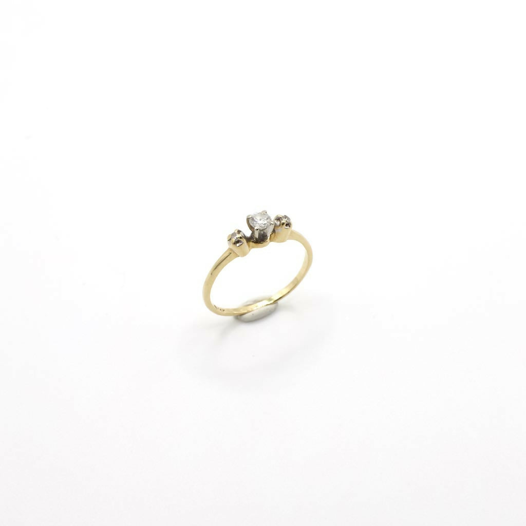Vintage 14K Gelbgold und echter Diamant Siegelring