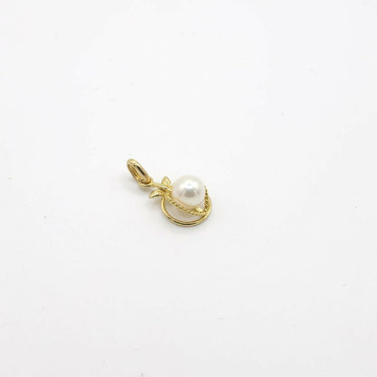 Anhänger aus 14 Karat Gelbgold mit echter Perle, Vintage