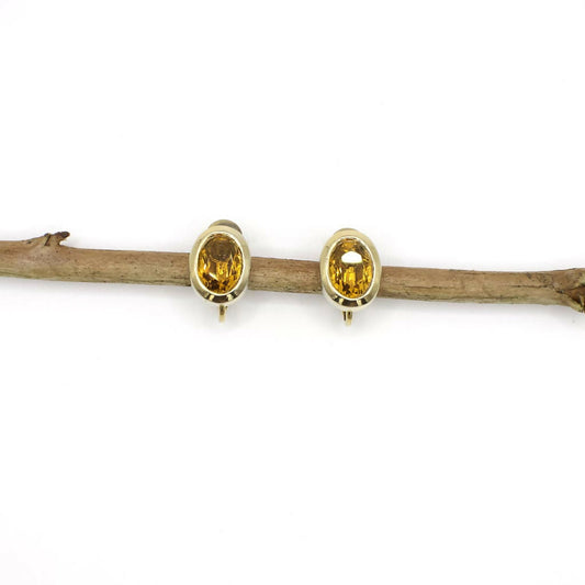 Vintage ovale Edelstein-Clip-Ohrringe