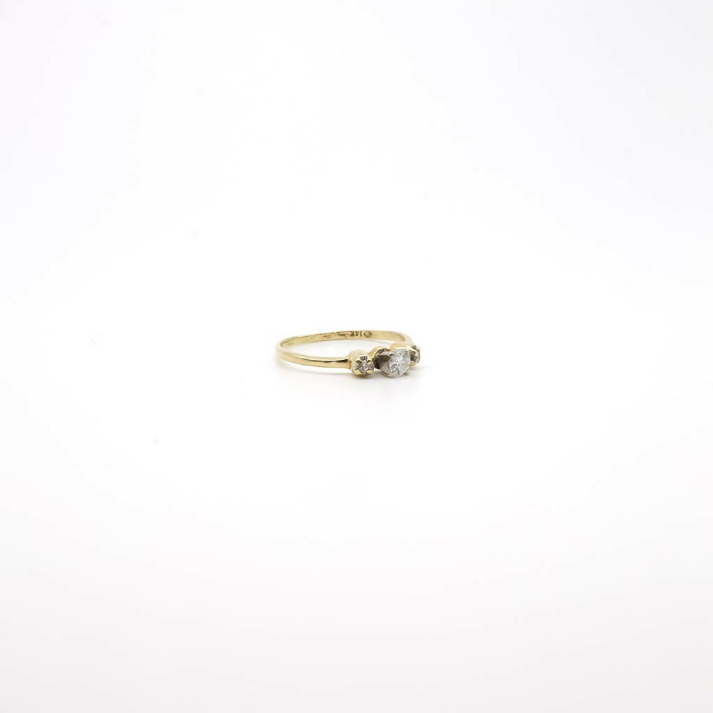 Vintage 14K Gelbgold und echter Diamant Siegelring