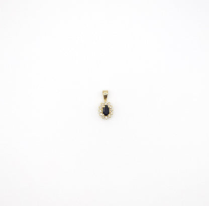Vintage filigraner 14K Gelbgold Saphir- und Diamant-Anhänger