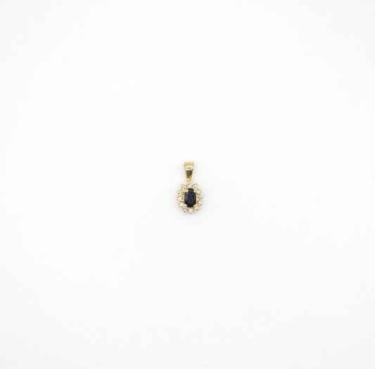 Vintage filigraner 14K Gelbgold Saphir- und Diamant-Anhänger