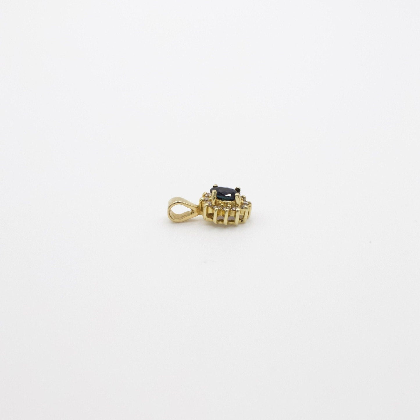 Vintage filigraner 14K Gelbgold Saphir- und Diamant-Anhänger