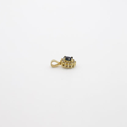 Vintage filigraner 14K Gelbgold Saphir- und Diamant-Anhänger