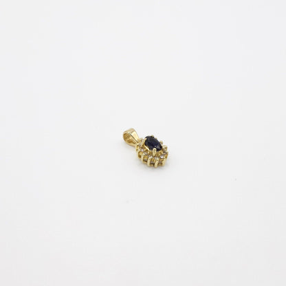 Vintage filigraner 14K Gelbgold Saphir- und Diamant-Anhänger