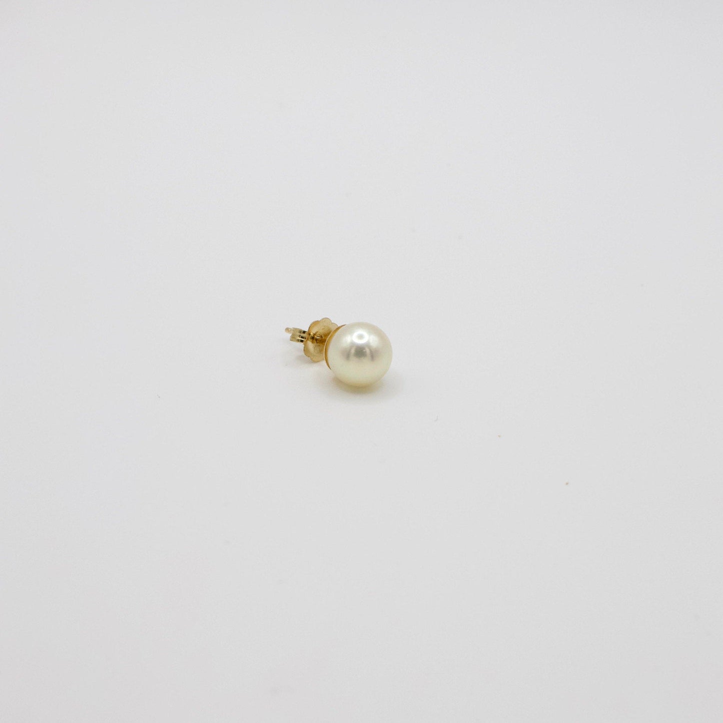 Vintage 14K Gelbgold Perle Einzelner Ohrstecker