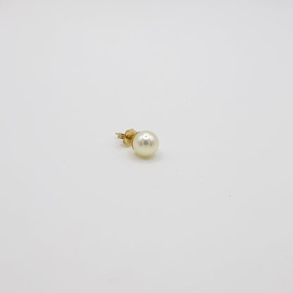 Vintage 14K Gelbgold Perle Einzelner Ohrstecker