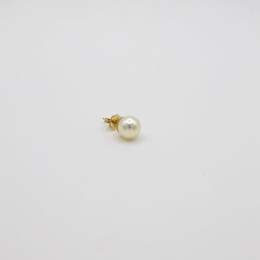 Vintage 14K Gelbgold Perle Einzelner Ohrstecker