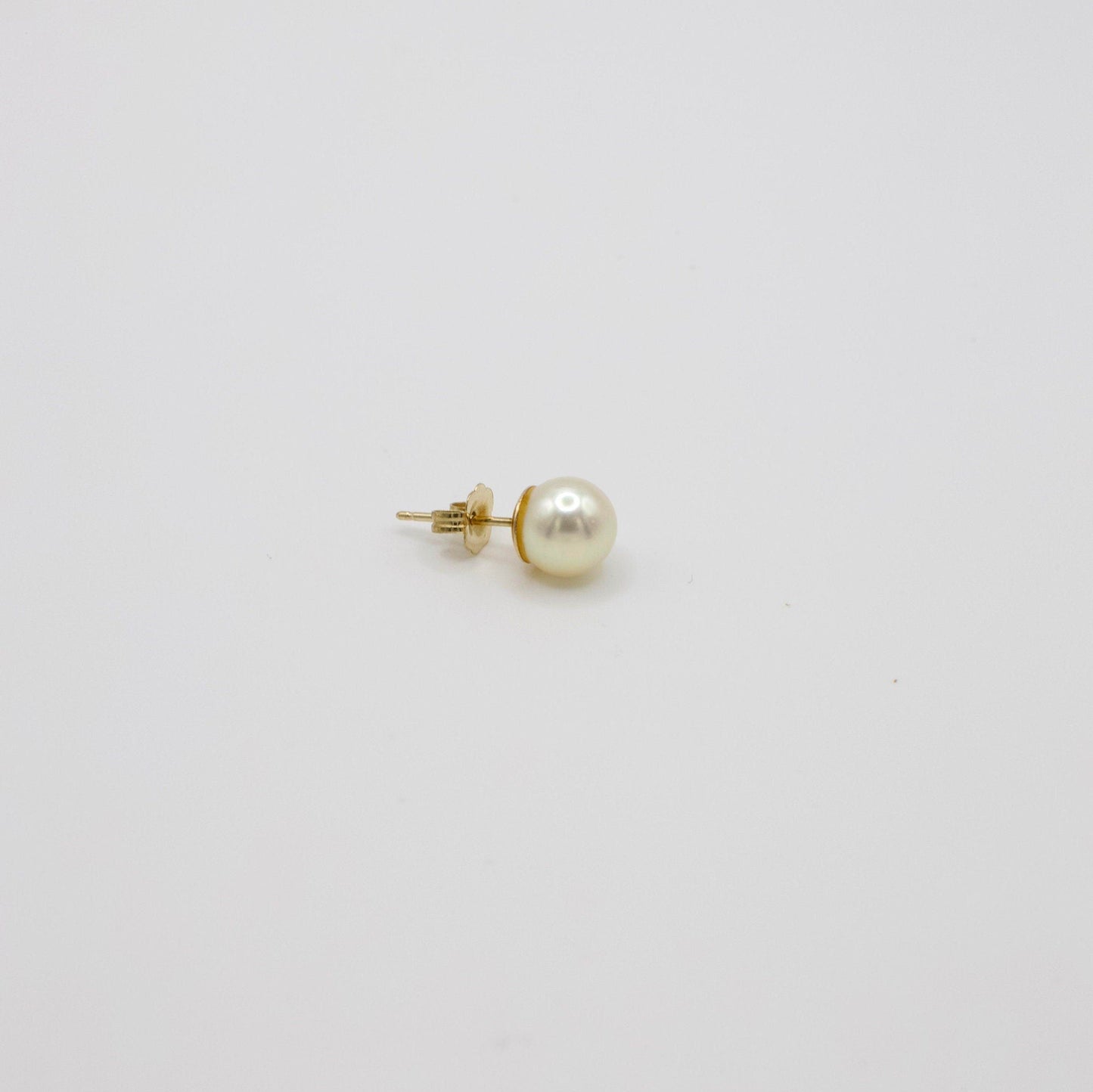 Vintage 14K Gelbgold Perle Einzelner Ohrstecker