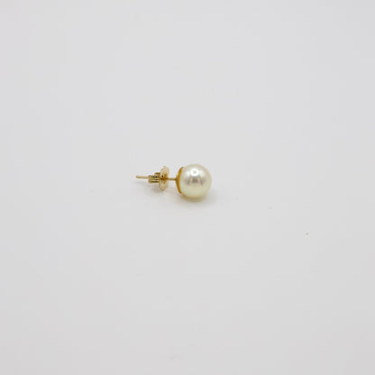 Vintage 14K Gelbgold Perle Einzelner Ohrstecker