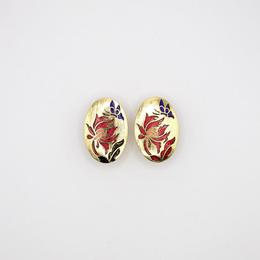 Vintage Ohrringe Goldfarben Floral