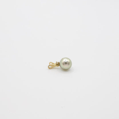 Vintage Filigraner 14K Gelbgold Grau Perle und Diamant Anhänger