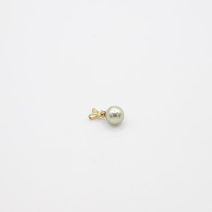 Vintage Filigraner 14K Gelbgold Grau Perle und Diamant Anhänger