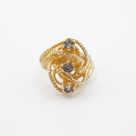 Vintage Ring mit simuliertem Edelstein, 18 Karat Gelbgold plattiert