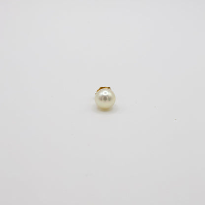 Vintage 14K Gelbgold Perle Einzelner Ohrstecker
