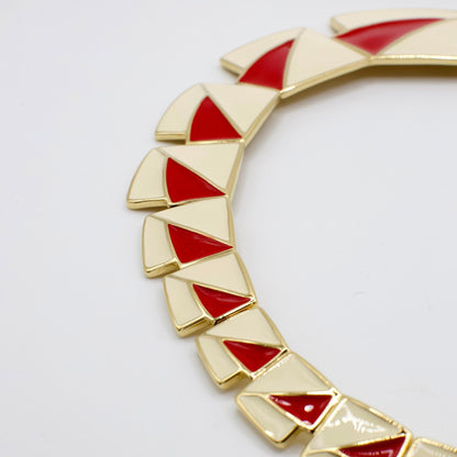 1970er-1980er Jahre SELTENE Vintage Trifari Kunio Matsumoto Designer Rot-Weiß Emaille Halskette