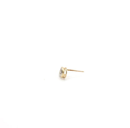Vintage 10K Massivgold und echter Diamant Einzelstecker Ohrring