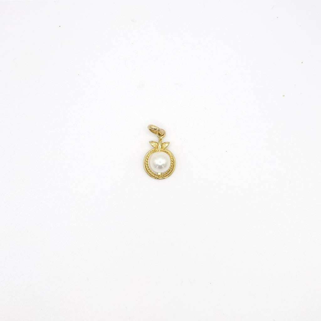 Anhänger aus 14 Karat Gelbgold mit echter Perle, Vintage