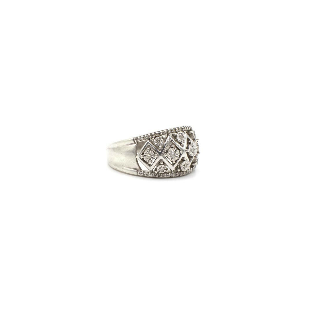 Vintage Ring aus echtem Diamant und Sterlingsilber