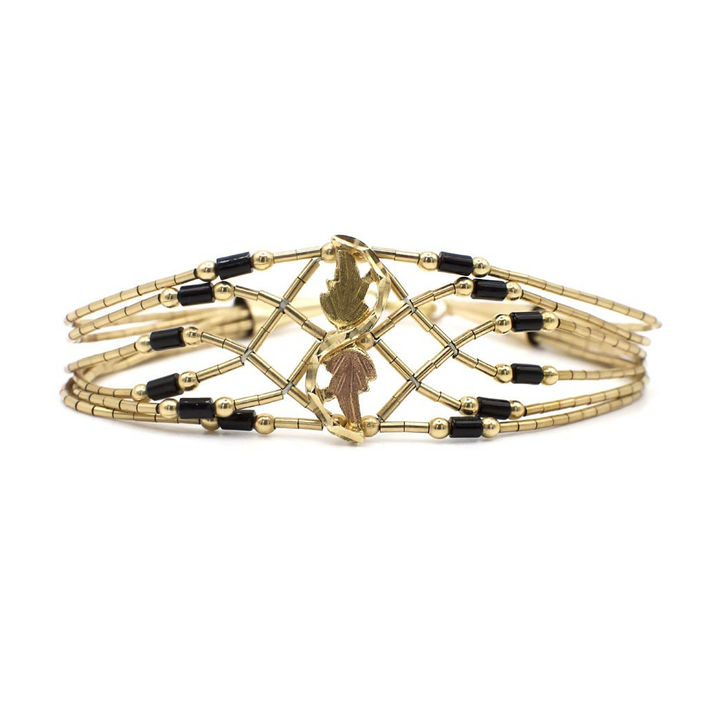 Vintage Black Hills Gold Roségold-Ranken-Armband und Halskette aus flüssigem Gold