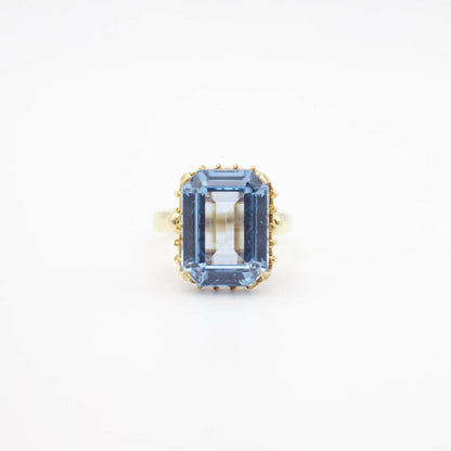 Vintage-Cocktailring mit blauem Spinell aus massivem 18K Gelbgold