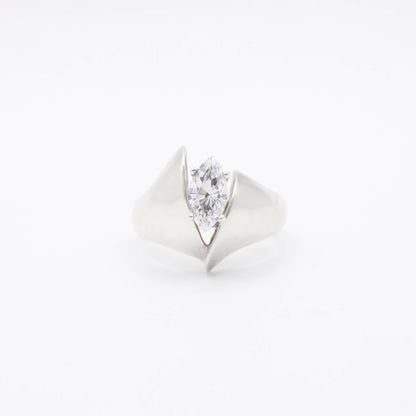 Vintage Marquis-Diamantimitation-Ring in Sterlingsilber