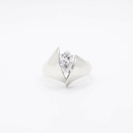 Vintage Marquis-Diamantimitation-Ring in Sterlingsilber