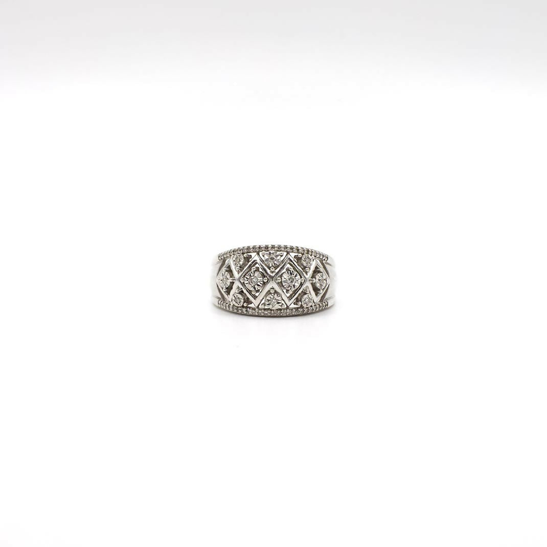 Vintage Ring aus echtem Diamant und Sterlingsilber