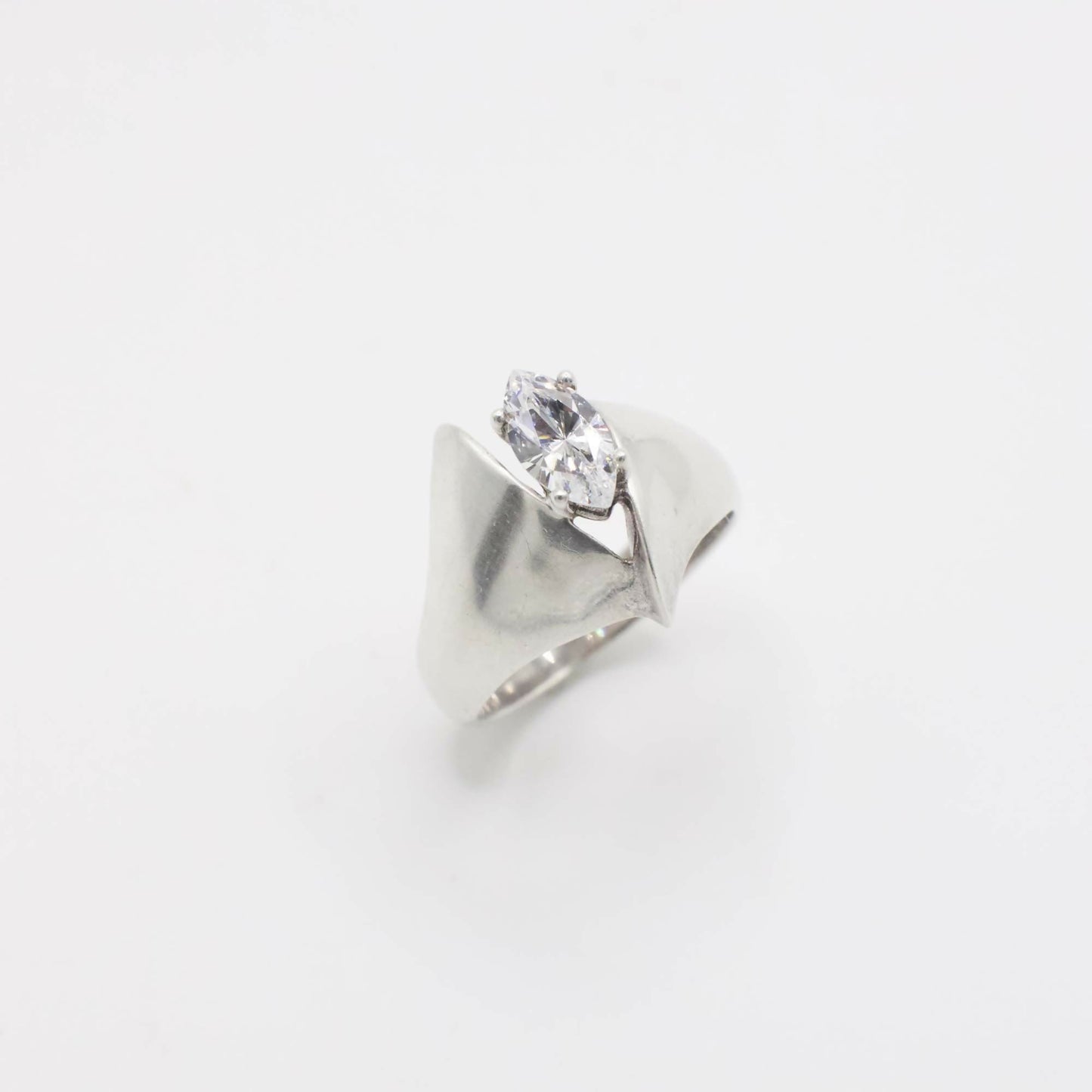 Vintage Marquis-Diamantimitation-Ring in Sterlingsilber