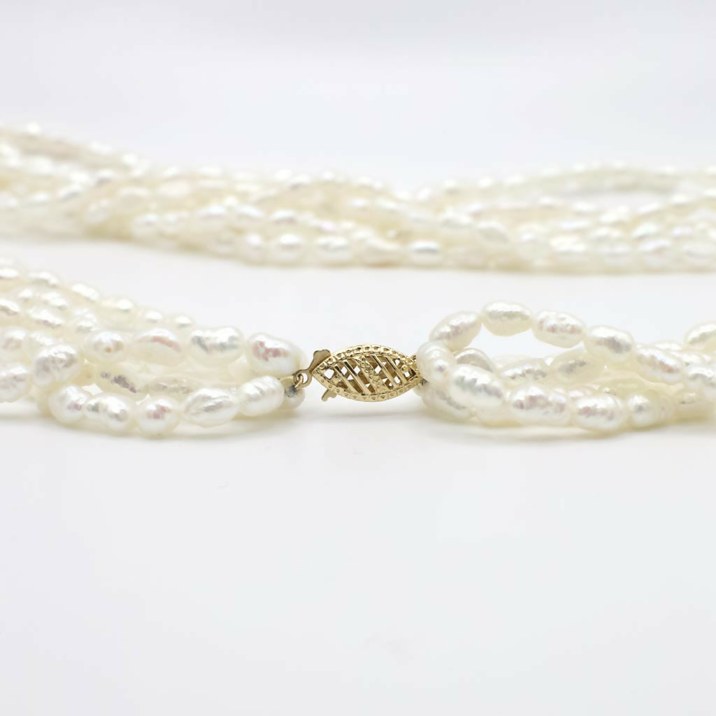 Vintage 14K Gelbgold Sechssträngige Reiskette