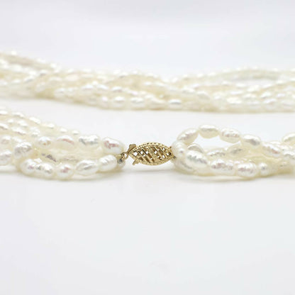 Vintage 14K Gelbgold Sechssträngige Reiskette